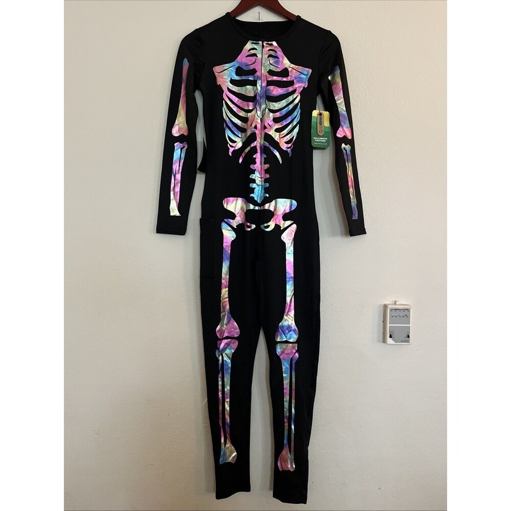 Tipsy Elves Iridescent Skeleton Full Zip Halloween Phone Pocket Costume SZ S